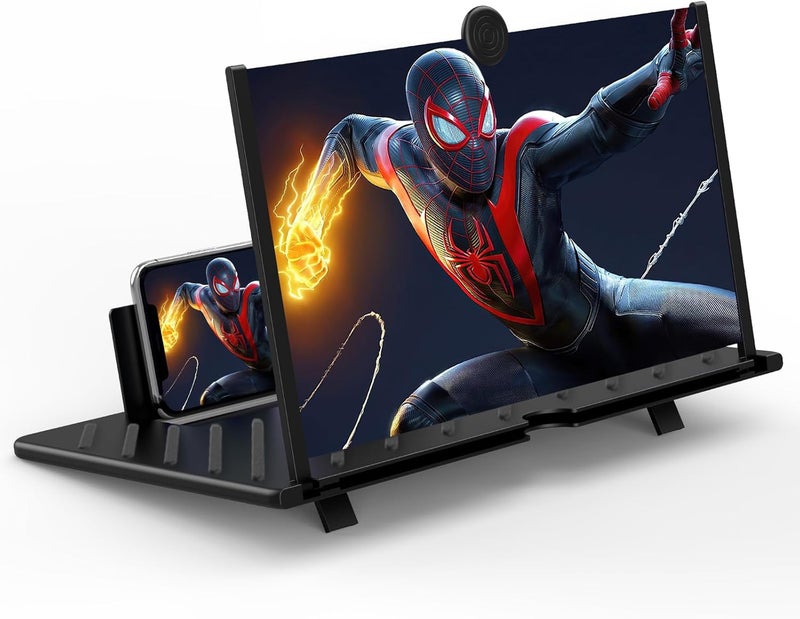 Kerfulty 20" Screen Magnifier for Cell Phone – 3D HD Magnifing Screen Enlarger Projector for Movies Videos and Gaming – Foldable Phone Stand Holder with Screen Amplifier–Supports All Smartphones - Image 1